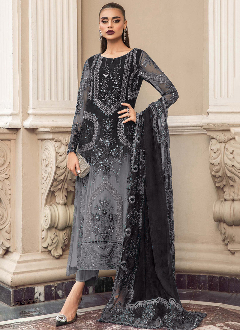 open lace back dress BLACK INDIAN PAKISTANI EVENING PARTY WEAR DRESS AT ASIAN COUTURE main image 0
