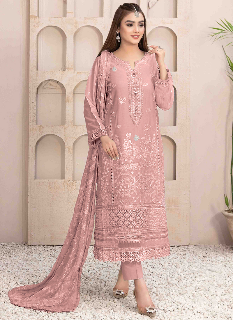 pink embroidered dress pakistani RANGREZA AL-4352 - pakistani clothes online pk