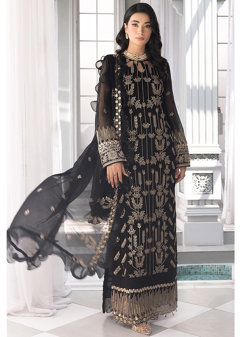 Buy Wedding Wear Black Embroidery Work Georgette Pakistani Suit Online From  Surat Wholesale Shop.