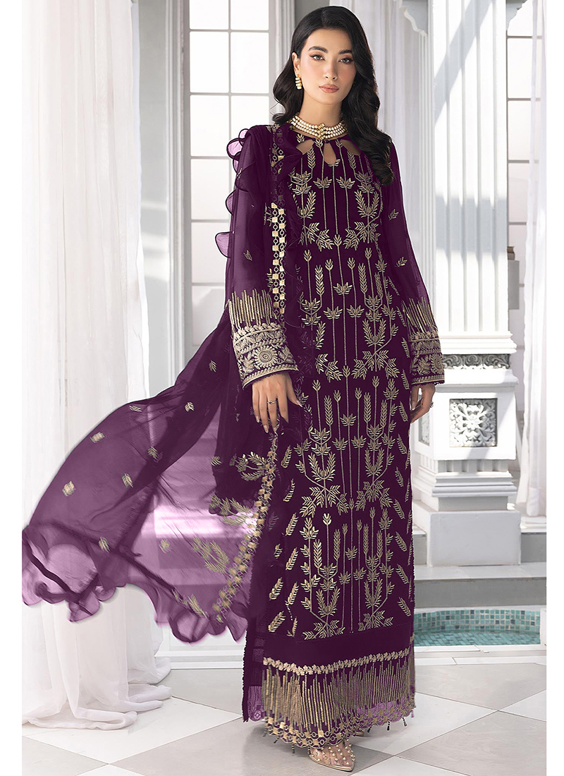 H153 Georgette Wholesale Pakistani Suit 5 Pieces Catalog Catalog