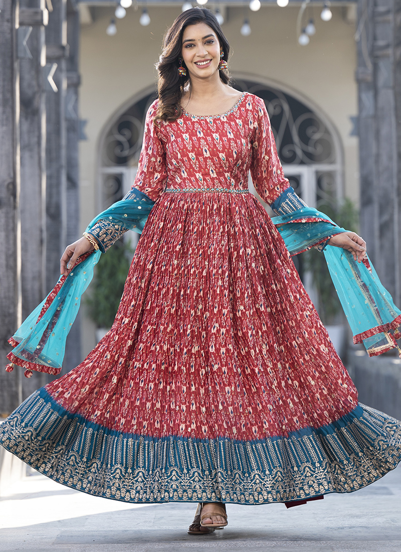 Latest Georgette With Digital Printed Long Gown At Wholesale Rate