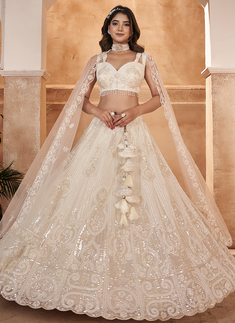 Buy Bridal Wear Light Beige Beads Hand Work Net Readymade Lehenga Choli Online From Surat Wholesale Shop. Buy Bridal Wear Light Beige Beads Hand Work Net Readymade Lehenga Choli Online From Surat Wholesale Shop.