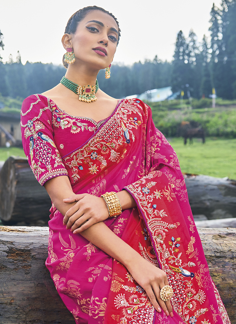 Pink Wedding Sarees - Buy Pink Saree For Wedding Online | Karagiri