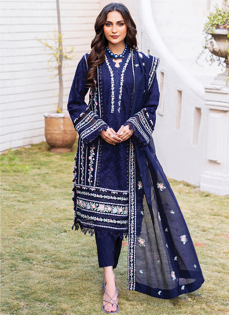 New Fancy Heavy Designer Salwar Suits And With Dupatta In Navy Blue Colour  - Shahi Fits