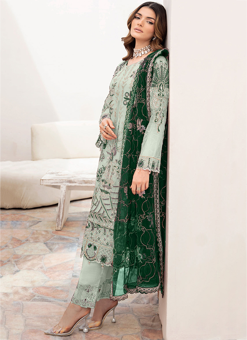 green emerald velvet dress RANGREZA PISTACHIO Formal Wear Pakistani Dresses