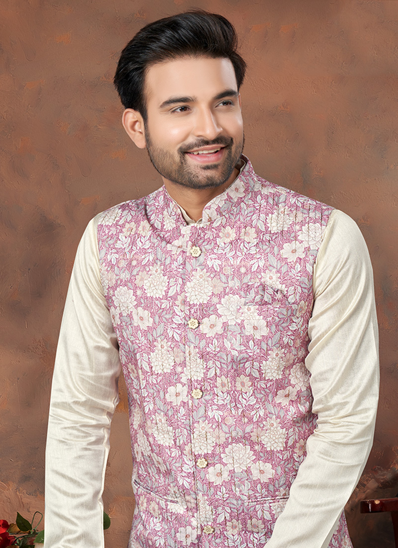 Outluk by wedding collection vol 127 exclusive fancy Mans plain kurta  pajama with printed modi jacket catalogue at wholesale price