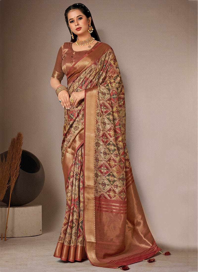 Minu Bhagalpuri Silk Designer Saree GOVINDA, 5.5 m (separate blouse piece),  Machine Made at Rs 348/piece in Kolkata