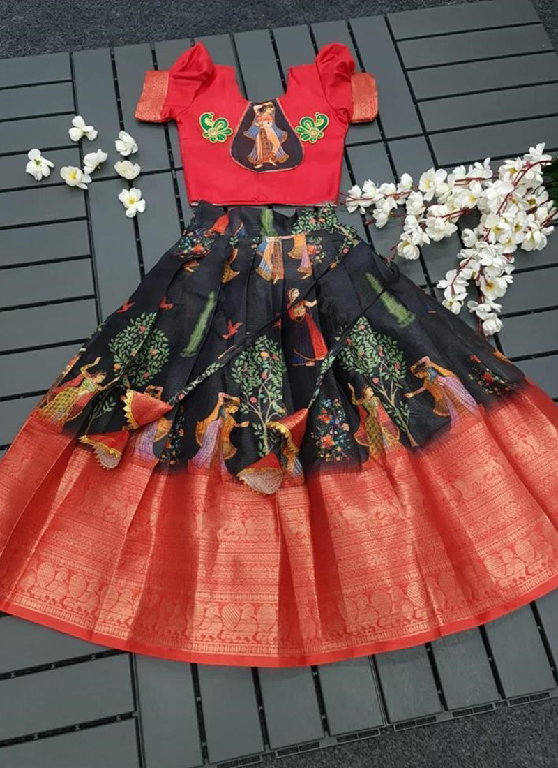 Zara Pink & Orange Kids Lehenga Girls Clothing – Dailybuyys