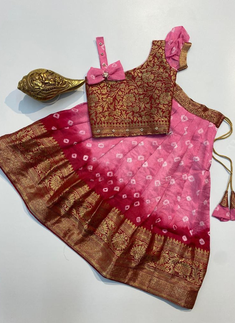 Pink lehenga choli with White Embroidery for girls | Kids | Chiro's By  Jigyasa