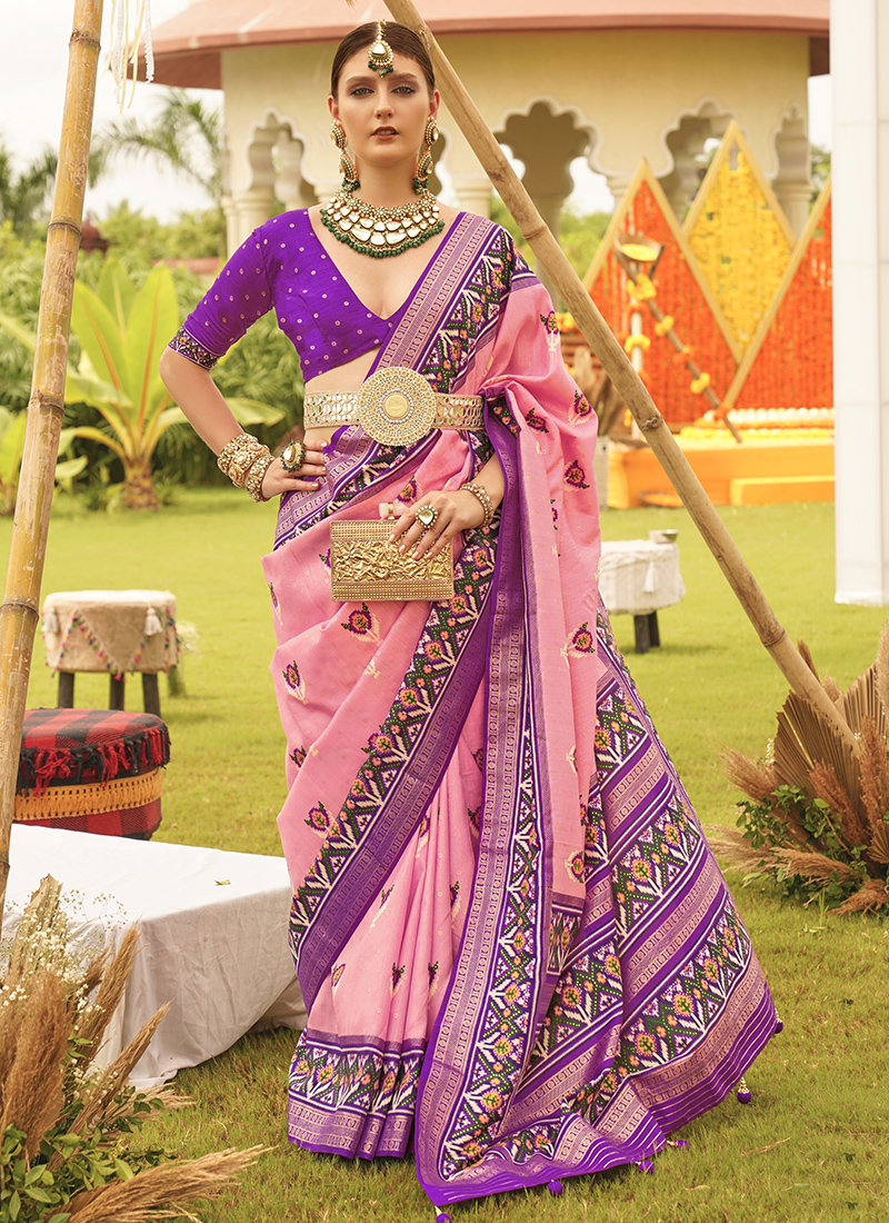 Look Regal in Our Soft Kanjivaram Pink Silk Sarees Collection – Sareeko