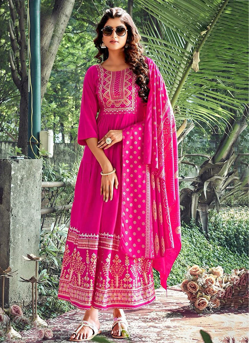 Pink Colour Rozi Vol 1 Vardan New latest Designer Festive Wear Triva Silk  Gown Collection 51017 - The Ethnic World