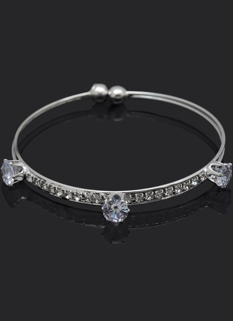 Buy Alloy Silver Plated Rhinestone Adjustable Bracelet Online From Surat  Wholesale Shop.