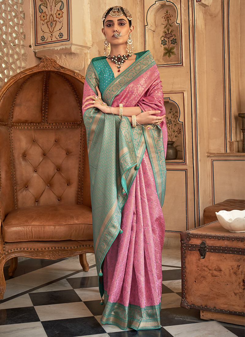 Buy Green Banarasi Silk Zari Work Saree Festive Wear Online at Best Price |  Cbazaar