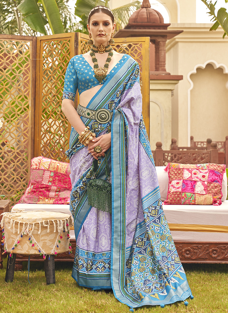 Premium Mercerized Silk Saree with Patola Motifs