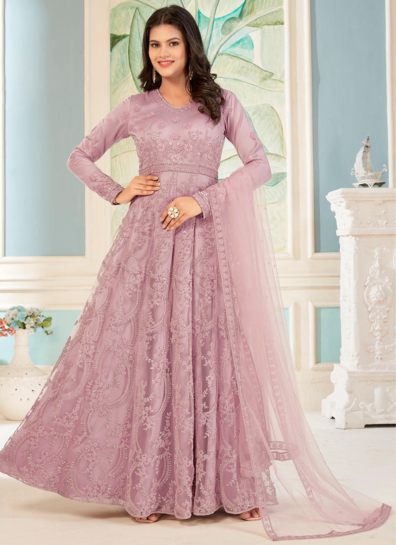 Drashti Ghanva Rama Color Anarkali Gown With Heavy Embroidered Dupatta –  TANHAI