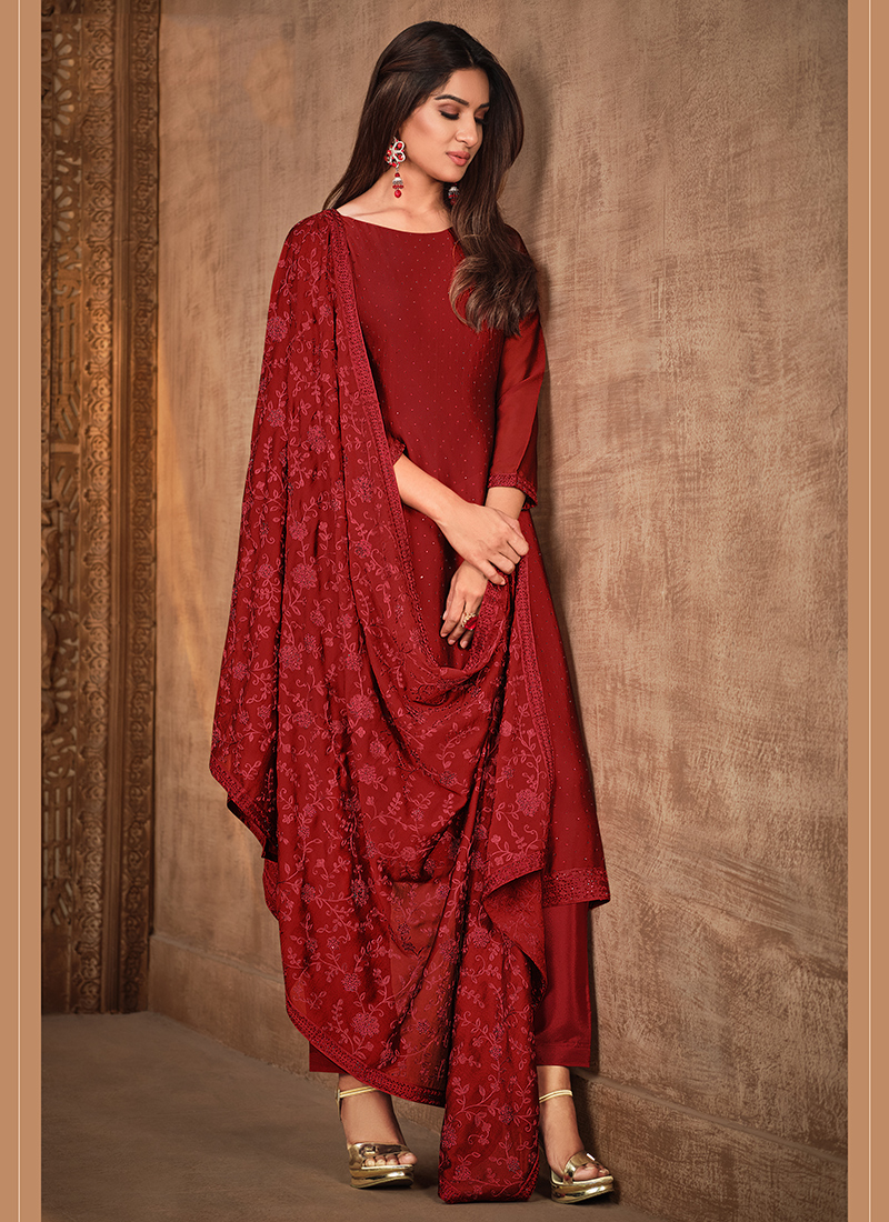 Casual, Festive, Party Wear Red and Maroon color Cotton fabric Kurti :  1917007