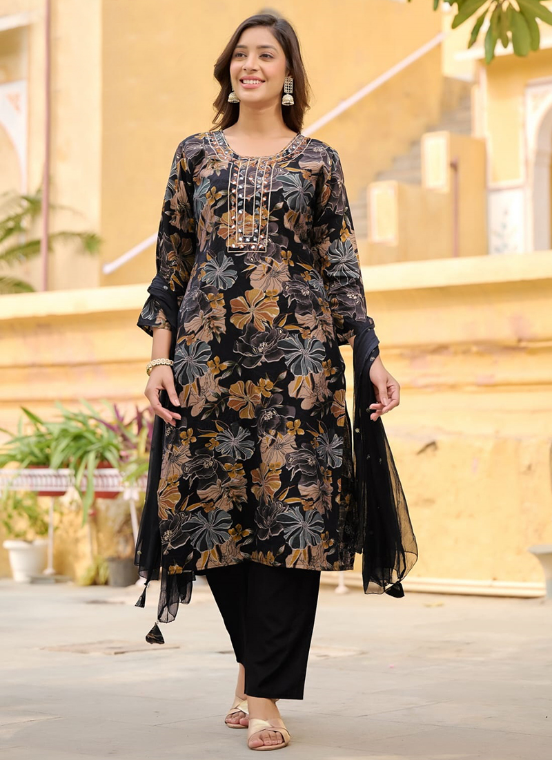 Premium Black Beautiful Afreen Chanderi Set – Inayakhan Shop