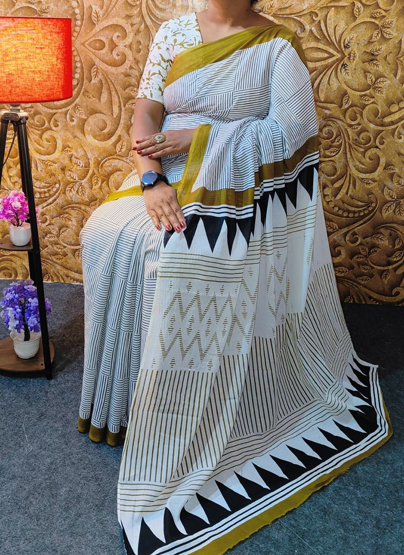 Buy authentic Ajrakh modal silk handblock printed saree online-AMOUNEE –  AMOUNEE - Handloom & Handicraft