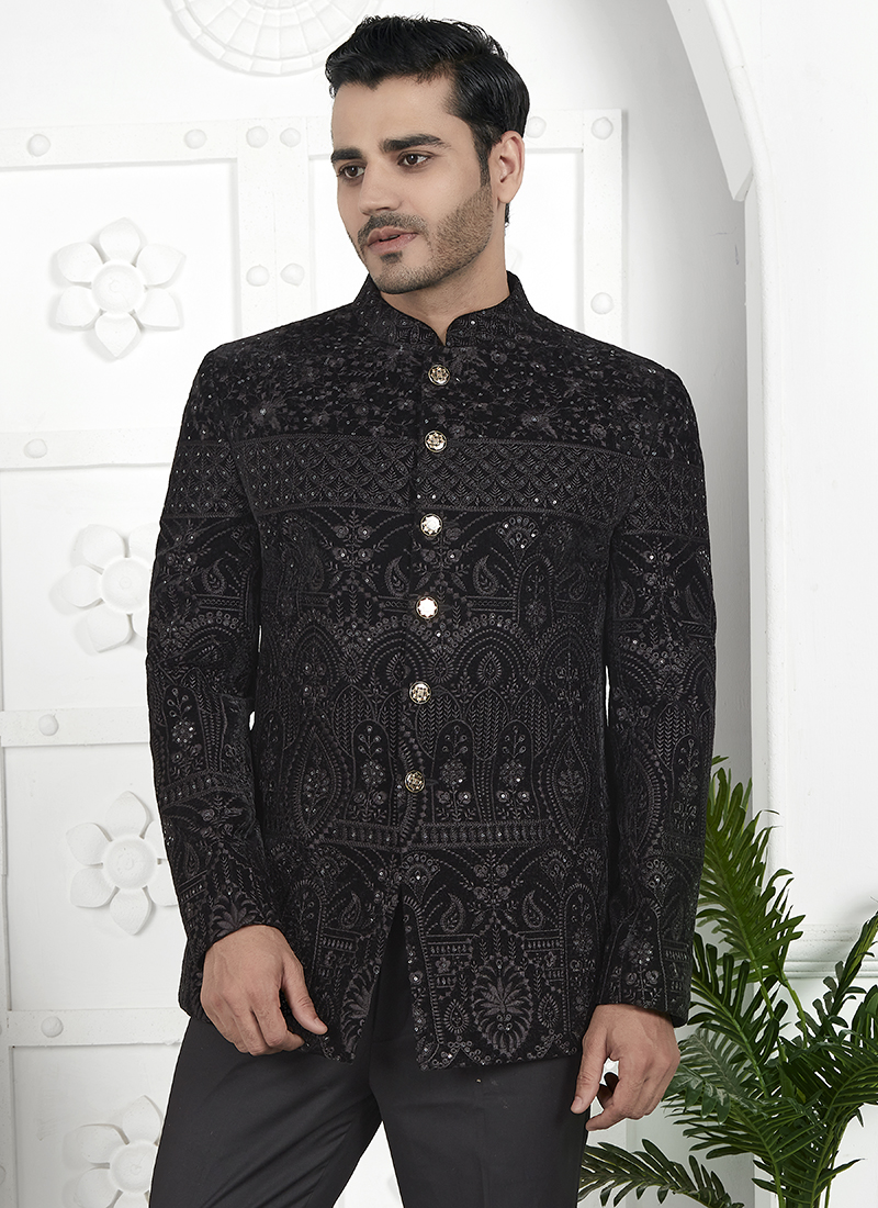 open lace back dress Black Party Wedding Slim Fit Groom Suit for Men 48 / 38