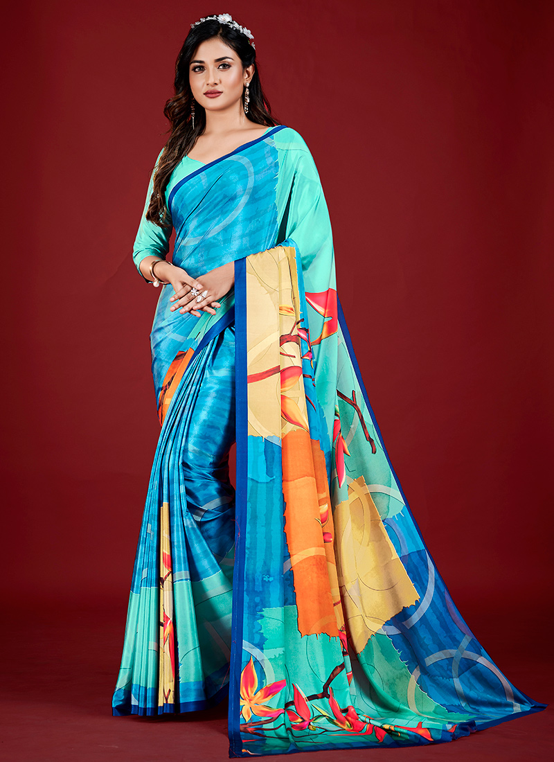 Espana Crape with Gorgeous Abstract Printed Wholesale Saree 12 pieces ...