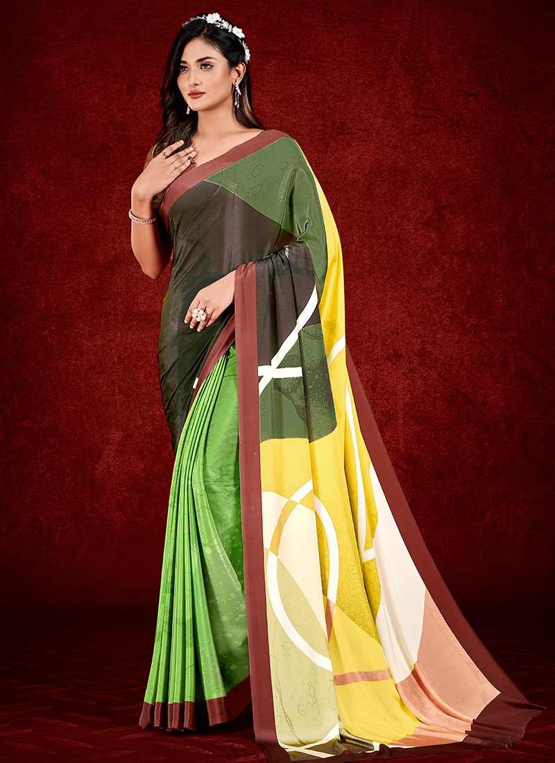 Espana Crape with Gorgeous Abstract Printed Wholesale Saree 12 pieces ...