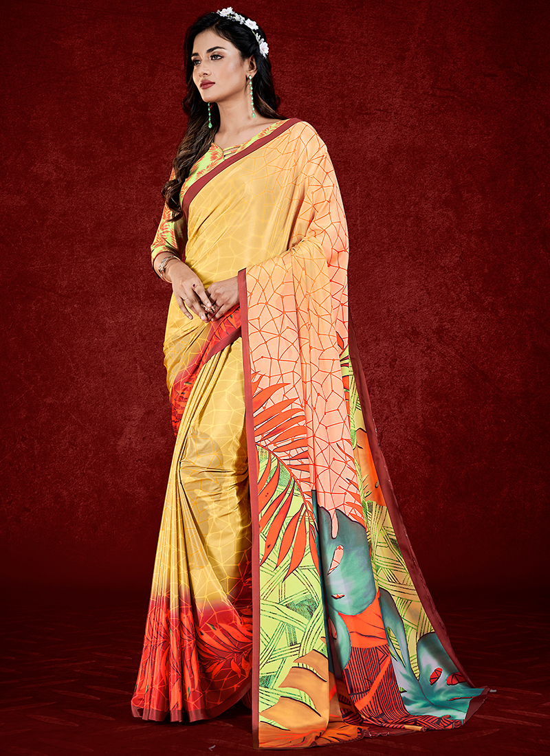 Espana Crape with Gorgeous Abstract Printed Wholesale Saree 12 pieces ...