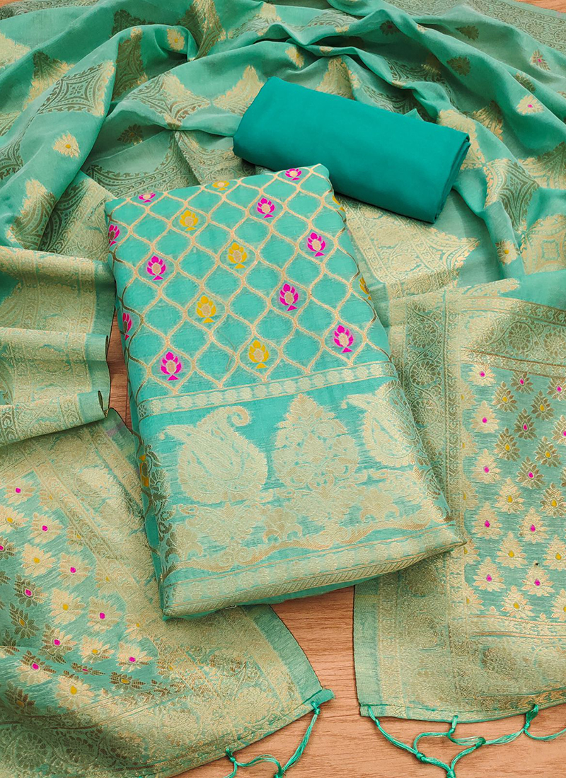 banarasi chanderi silk dress material Pure Banarasi Chanderi Silk Unstitched Dress Material