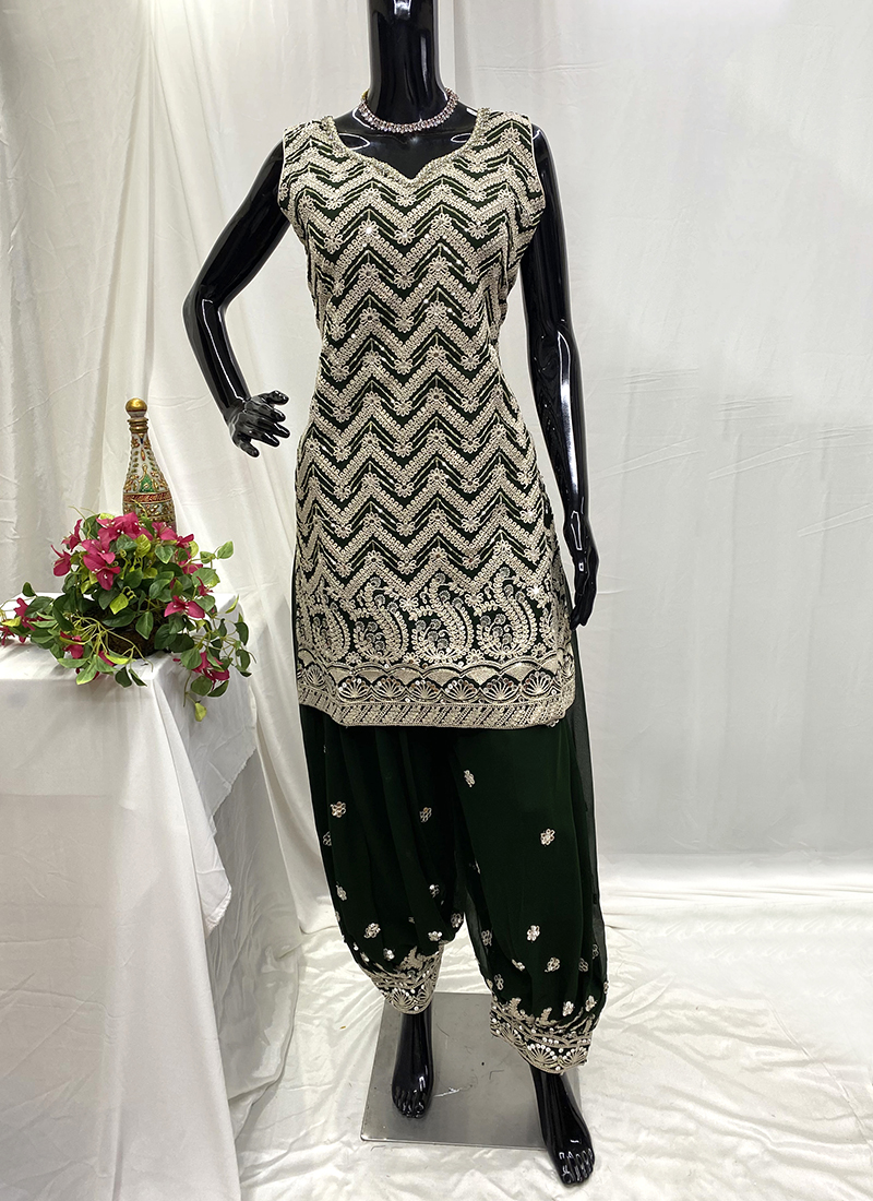 Buy Green Georgette Hand Work Party Wear Readymade Dhoti Suit Online From  Surat Wholesale Shop.