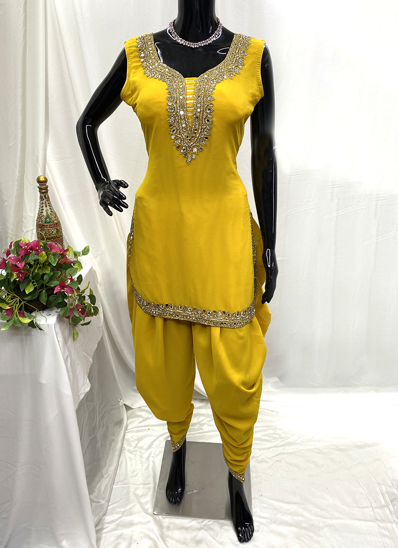 strapless open back dress Dhoti Salwar Suit with Heavy Embroidery Work Dupatta main image 1