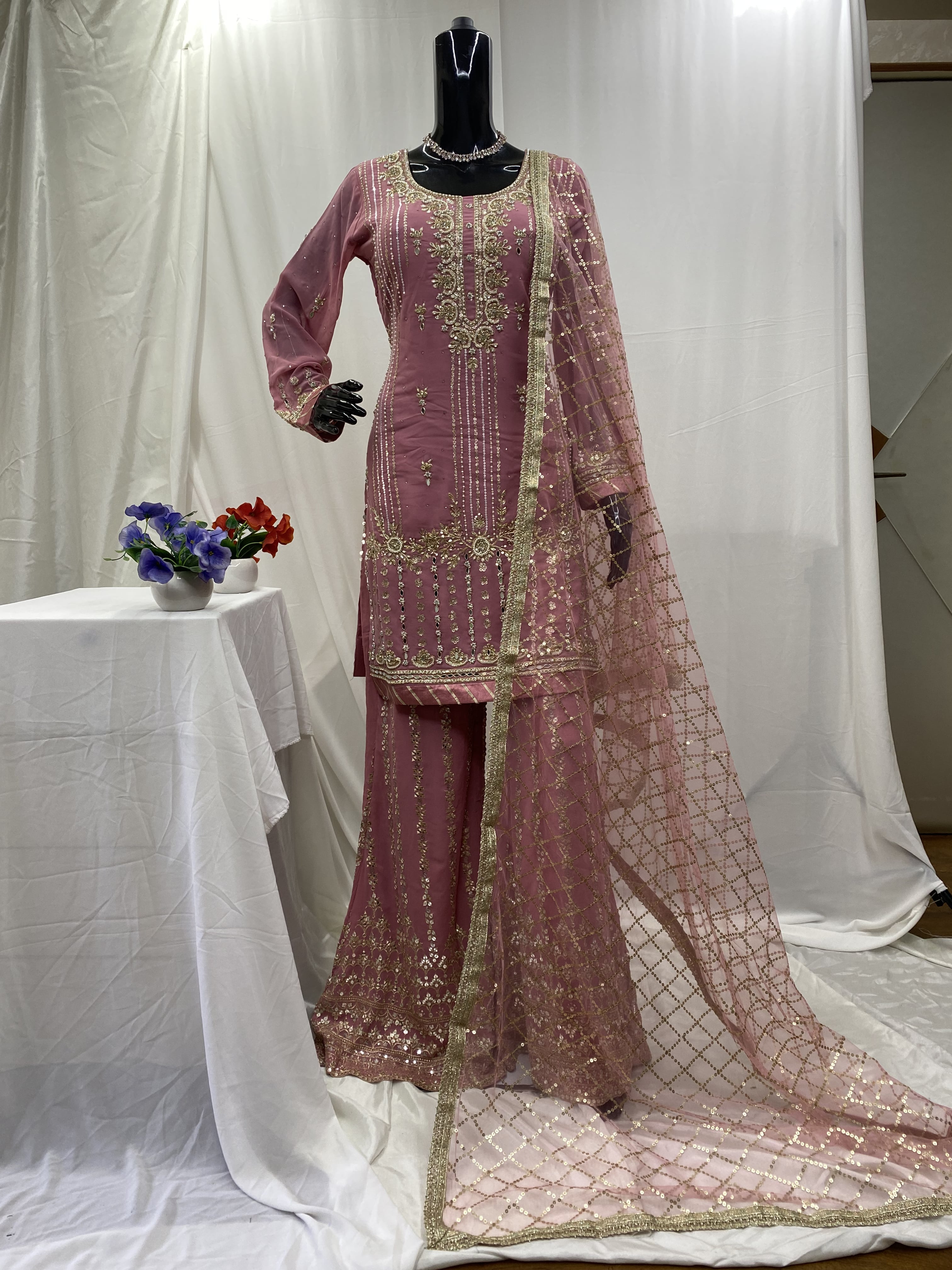 open lace back dress BLUSH PINK SHARARA SUIT  Surabhi Chopra Label