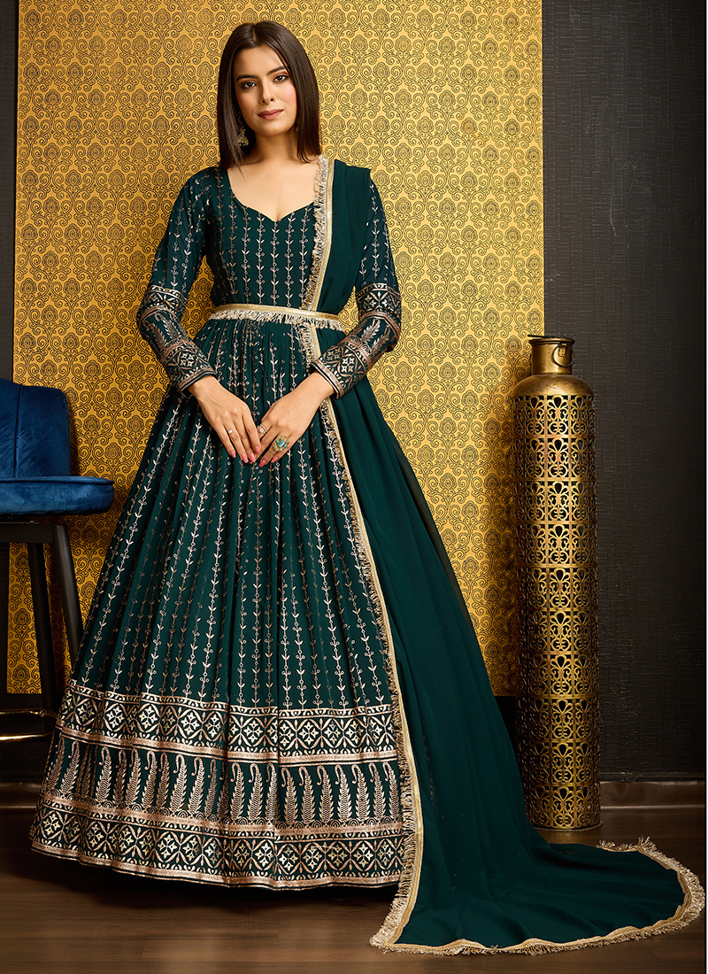 green emerald velvet dress Green Salwar Kameez Pakistani Eid Dress in Organza Fabric  Nameera by  Farooq