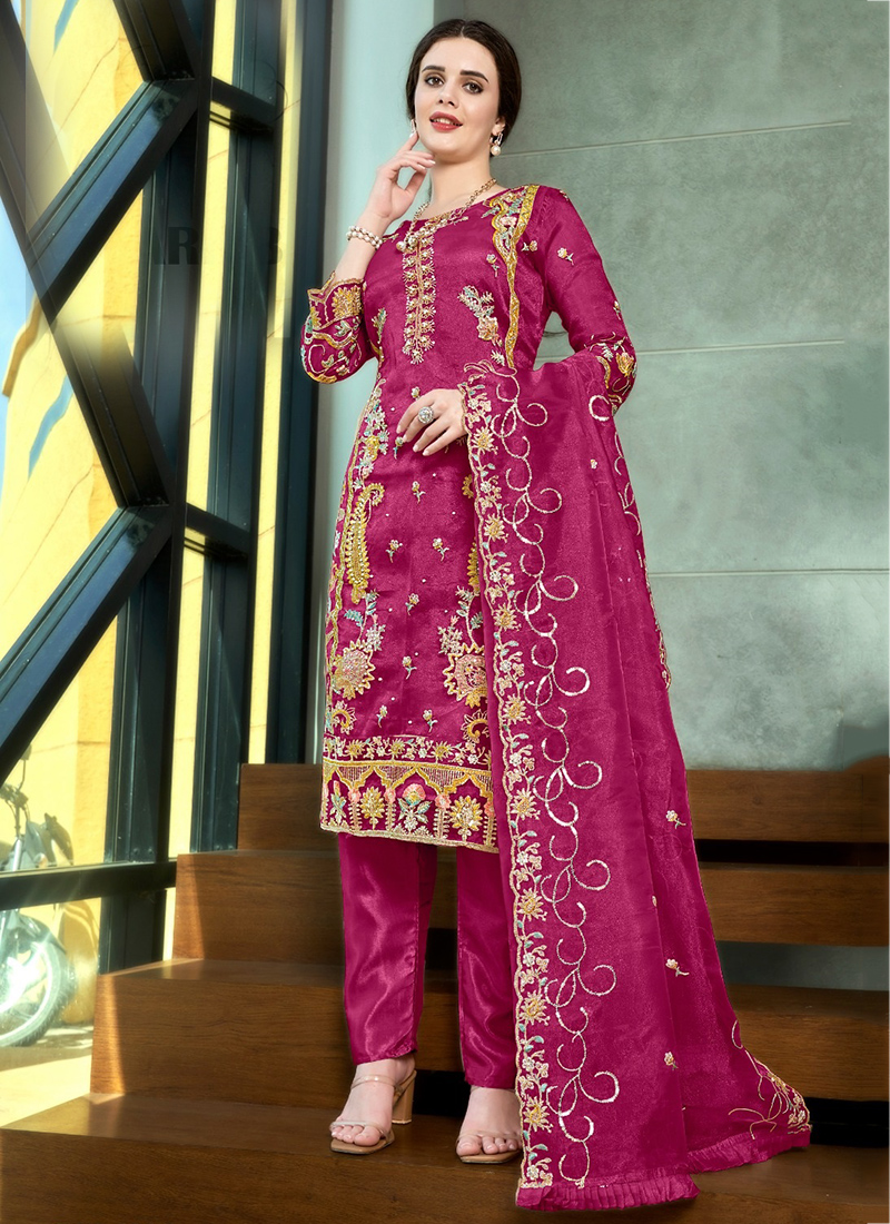 Buy Rani Pure Organza Embroidery Work Traditional Wear Pakistani Suit ...