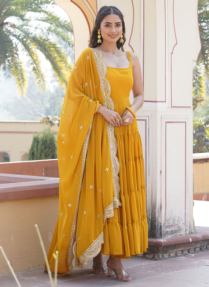 slim fit dress slacks YELLOW FESTIVAL ANARKALI SUIT SET – Roohaniyat Jaipur