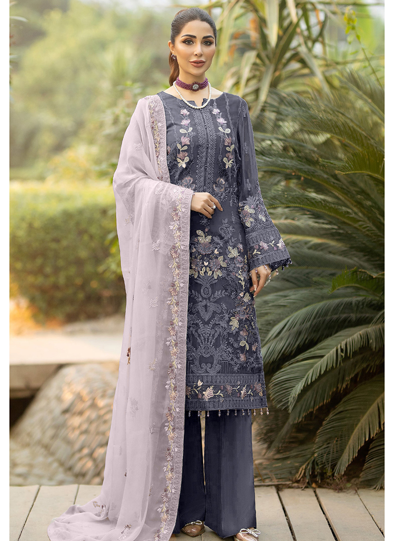sachin and babi light blue dress Floral Bridesmaids Dresses & Matching Groomsman Suits