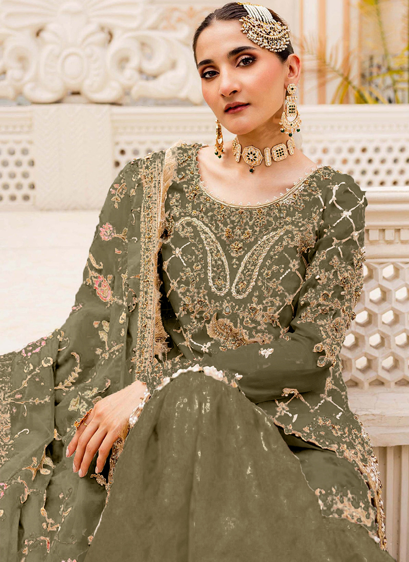 slim fit dress slacks Neva Bottle Green – Pakistani Designer Dresses main image 0