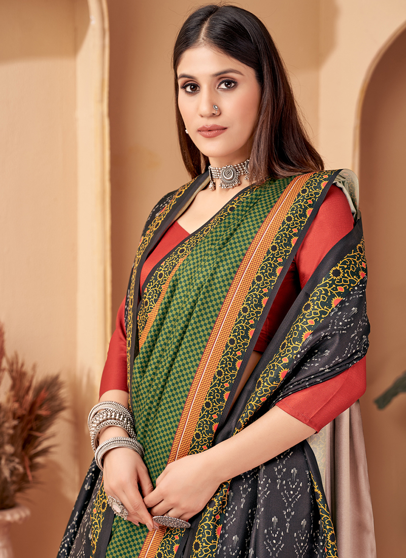 saree with shawl in winter