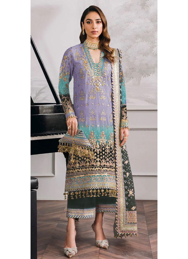 Buy Purple Georgette Embroidery Work Eid Wear Pakistani Suit Online From  Surat Wholesale Shop.