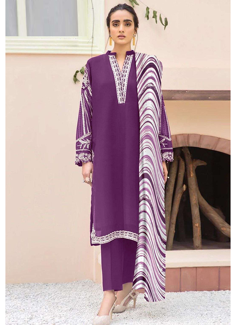 strapless open back dress Purple Ethnic Outfit with Detailing by Malbusaat