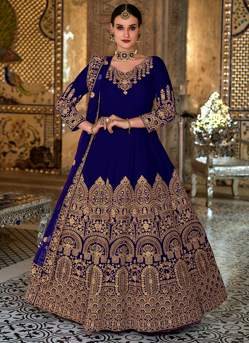 slim fit dress slacks Buy Gopika- Dark Blue & Gold Paisley Rayon Anarkali