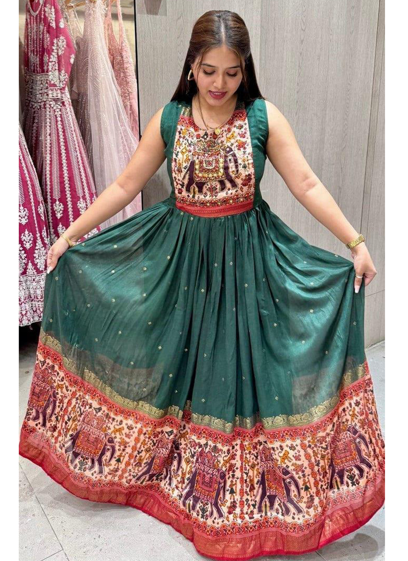slim fit dress slacks Green Tie & Dyed Muslin Silk Dress (8143DRSGR)