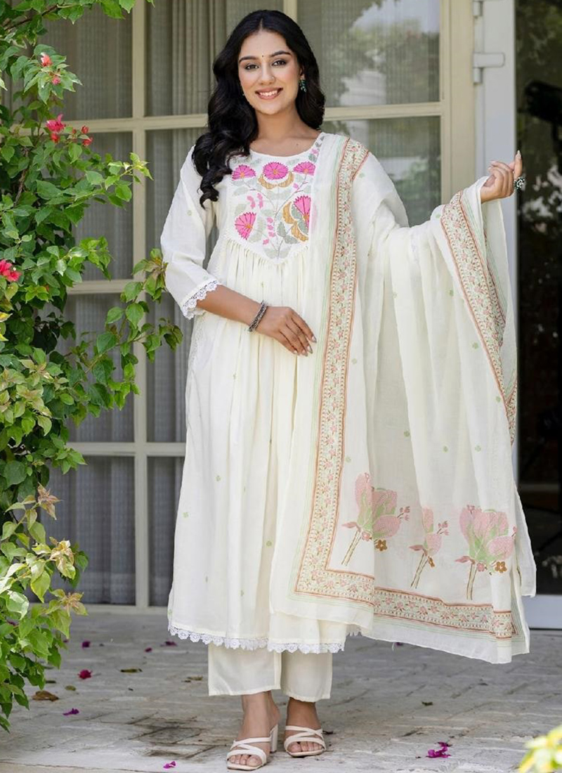 casual cotton anarkali dress Indigo Elegance Long Cotton Anarkali