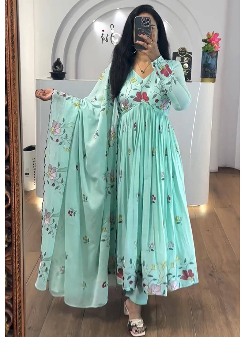 sea green anarkali dress Sea Green Anarkali Suit