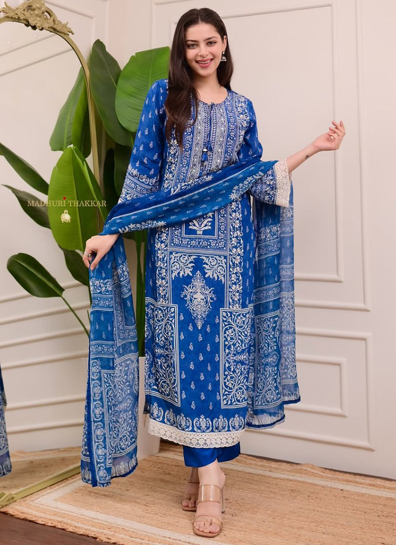 Beige Premium Pure Mul Cotton 2-Piece Readymade Salwar Suit Set – Medium to 3XL main image 0