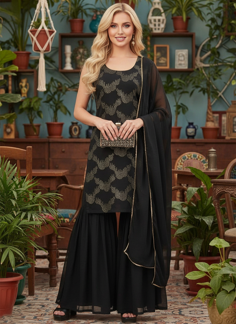 sachin and babi light blue dress Buy Pink Georgette Sharara Set with Embroidered and Print Work for Casual  Online : 327831 -