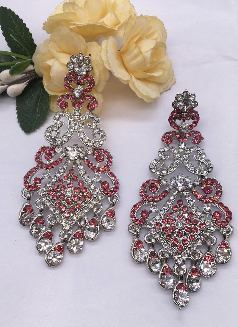 Buy Pink Stone American Diamond Dangle Earrings onlineKARAGIRI  FESTIVE  SALE  Karagiri