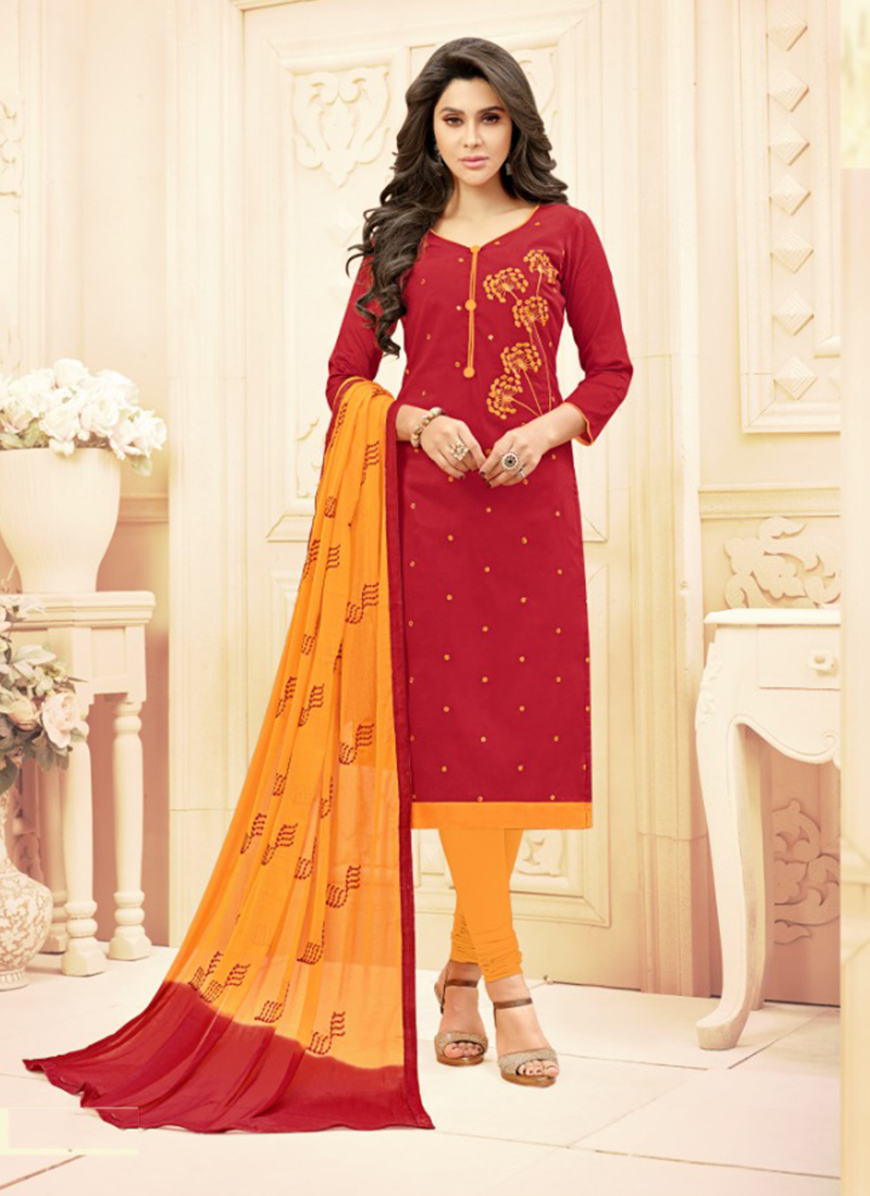 churidar material with embroidery work