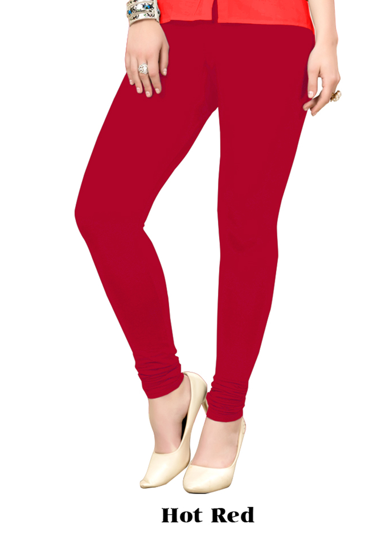 Buy Office Wear Hot Red Cotton Plain Leggins Online From Surat Wholesale  Shop.