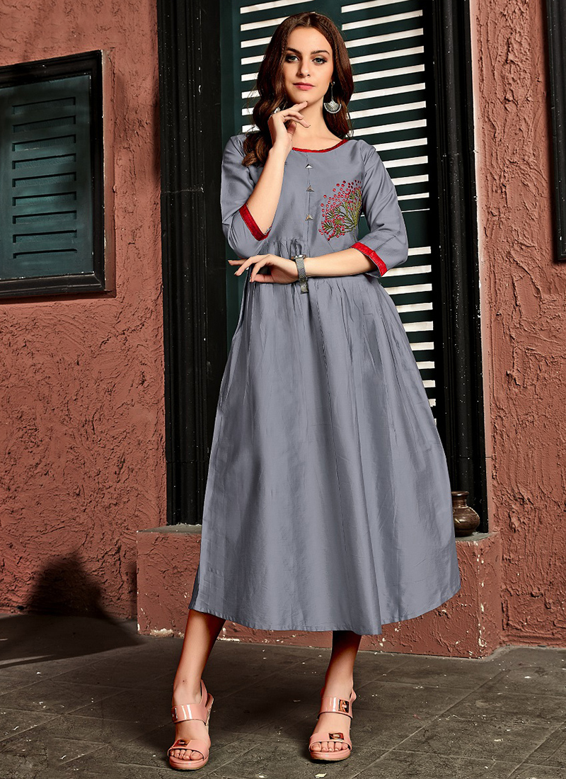 Beautiful Linen-satin printed Kurti with superb pattern. | Half saree  lehenga, Designer dresses, Simply fashion