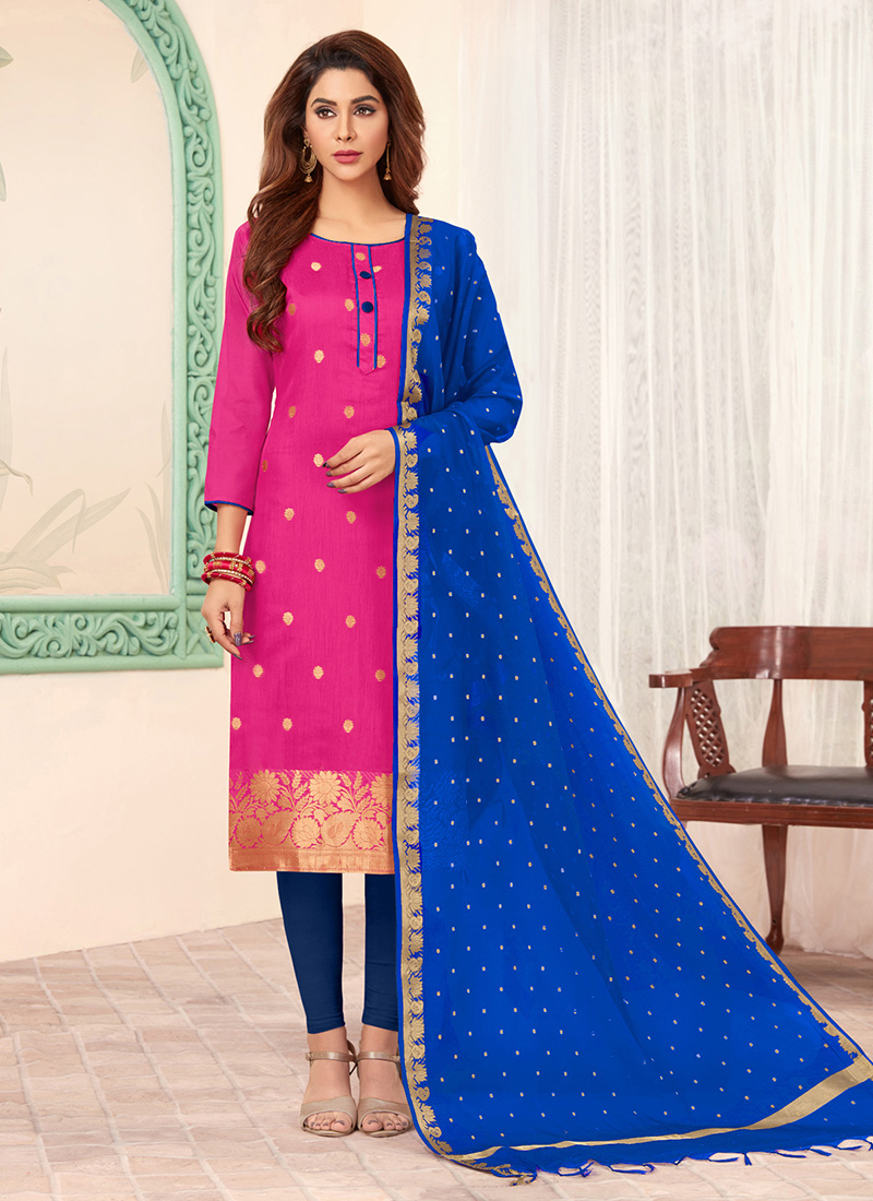 Shop Now New Fancy Daily Wear Banarasi Silk Churidar Suits Collection ...